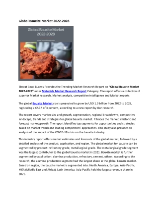 Global Bauxite Market 2022-2028