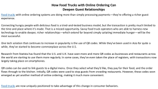 How Food Trucks with Online Ordering Can Deepen Guest Relationships