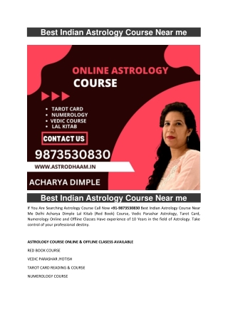 Best Indian Astrology Course Near me  91-9873530830