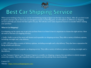 Best Car Shipping Service