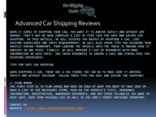 Advanced Car Shipping Reviews