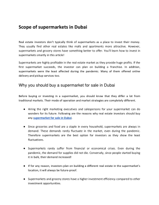 Scope of supermarkets in Dubai