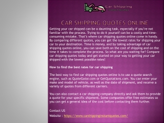 Car Shipping Quotes Online