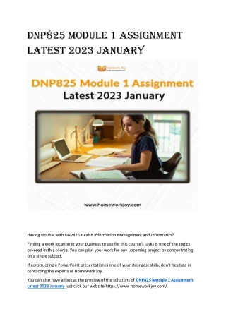 DNP825 Module 1 Assignment Latest 2023 January
