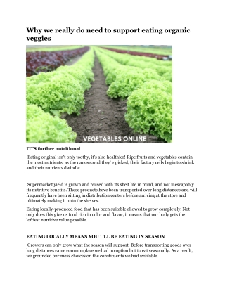 Why we really do need to support eating organic veggies