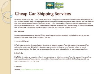 Cheap Car Shipping Services
