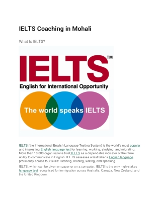 IELTS Coaching In Mohali