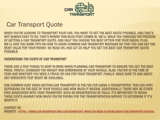 Car Transport Quote