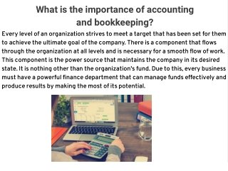 what is the importance of accounting and bookkkeeping
