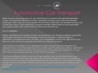 Automotive Car Transport