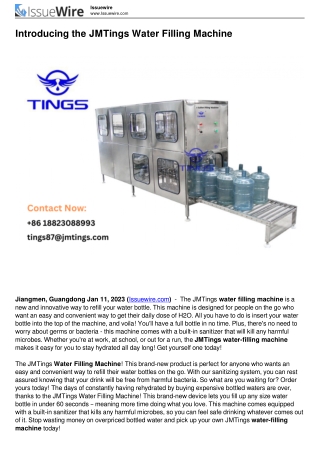 Introducing the JMTings Water Filling Machine