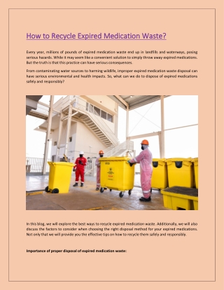 How To Recycle Expired Medication Waste?