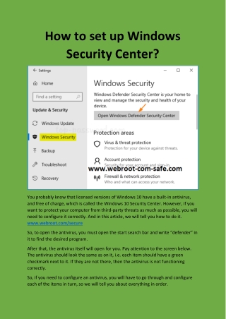 How to set up Windows Security Center?