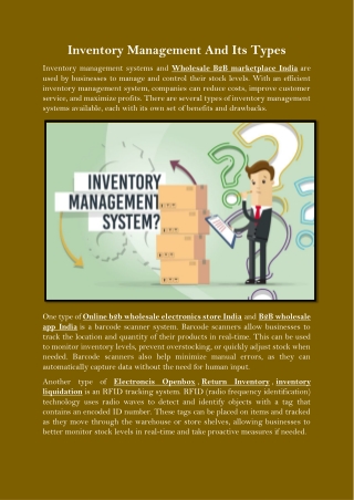 Inventory Management And Its Types