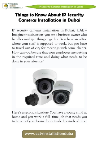 Things to Know About IP Security Cameras Installation in Dubai