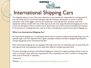 International Shipping Cars