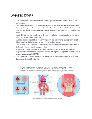 What is Transcatheter Aortic Valve Replacement (TAVR) - Dr. Ravinder Singh Rao