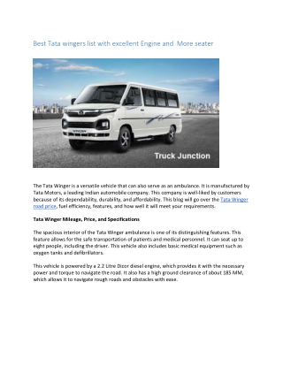 Best Tata wingers list with excellent Engine and
