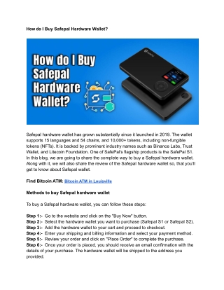 How do I Buy Safepal Hardware Wallet