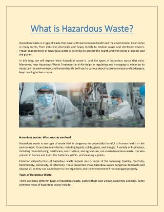 What is Hazardous Waste?