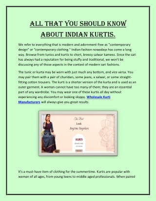 All that you should know about Indian kurtis