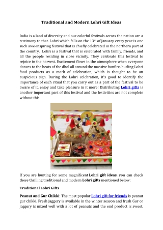 Traditional and Modern Lohri Gift Ideas