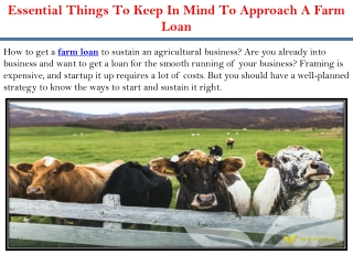 Essential Things To Keep In Mind To Approach A Farm Loan