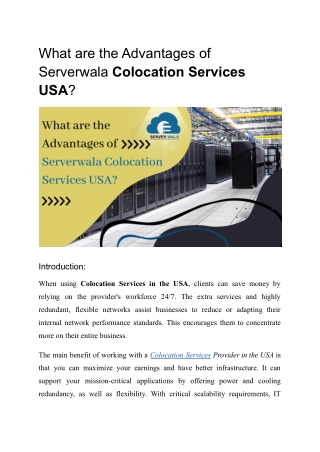 What are the Advantages of Serverwala Colocation Services USA