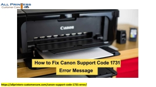 How to Fix Canon Support Code 1731 Error