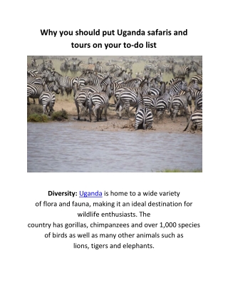 Why you should put Uganda safaris and tours on your to-do list