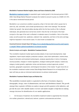 Monilethrix Treatment Market Insights, Status and Future Outlook by 2028