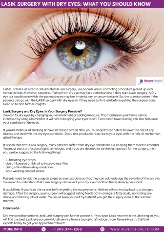 Lasik Surgery with Dry Eyes What You Should Know  Revere Health in Provo, UT 84604