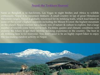 Nepal: the Trekkers Heaven!