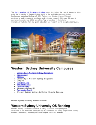 University of Western Sydney Australia