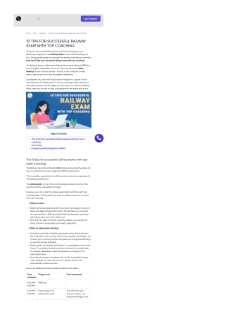 Top 10 Coaching Tips for Successful Railway Exams
