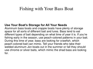 Fishing with Your Bass Boat