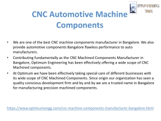 CNC Automotive Machine Components Manufacturer in Bangalore