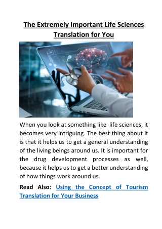 The Extremely Important Life Sciences Translation for You 