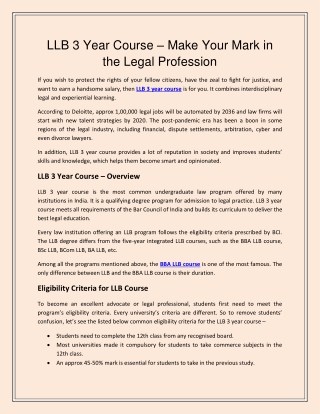 LLB 3 Year Course – Make Your Mark in the Legal Profession