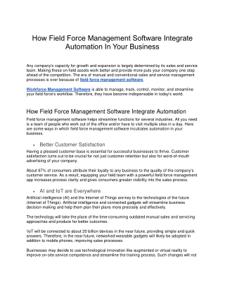 How Field Force Management Software Integrate Automation In Your Business
