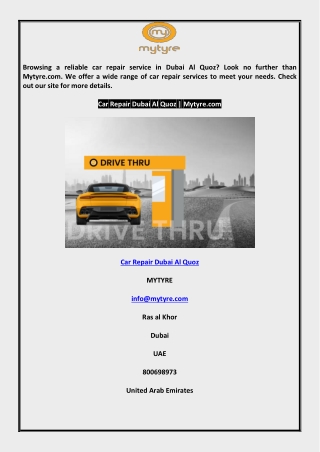Car Repair Dubai Al Quoz
