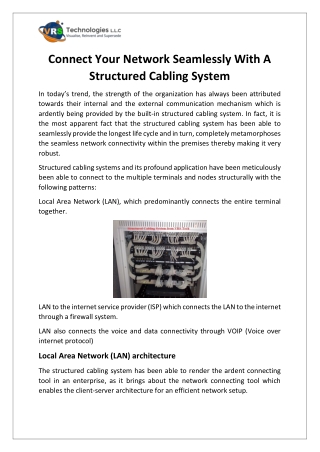 Connect Your Network Seamlessly With A Structured Cabling System