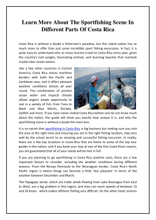 Learn More About The Sportfishing Scene In Different Parts Of Costa Rica