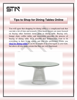 Tips to Shop for Dining Tables Online