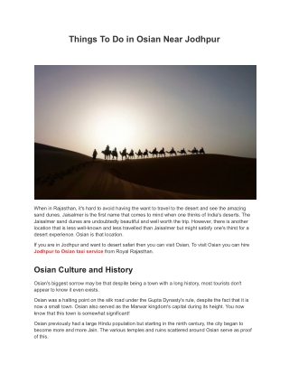 Things To Do in Osian Near Jodhpur