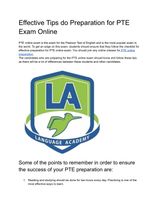 Effective Tips do Preparation for PTE Exam Online