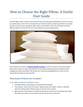 How to Choose the Right Pillow: A Useful User Guide | Hotel4Humanity