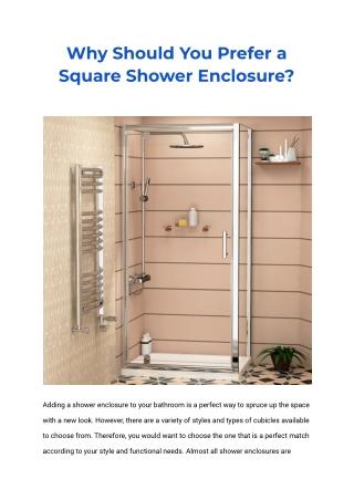 Why Should You Prefer a Square Shower Enclosure