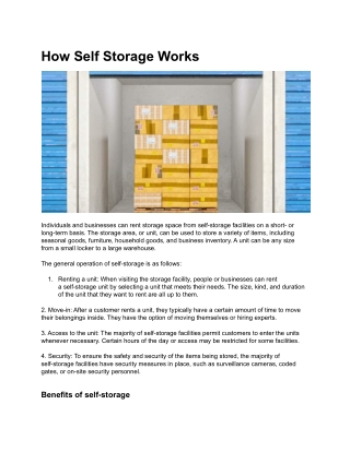 How Self Storage Works