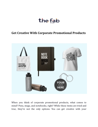 Get Creative With Corporate Promotional Products